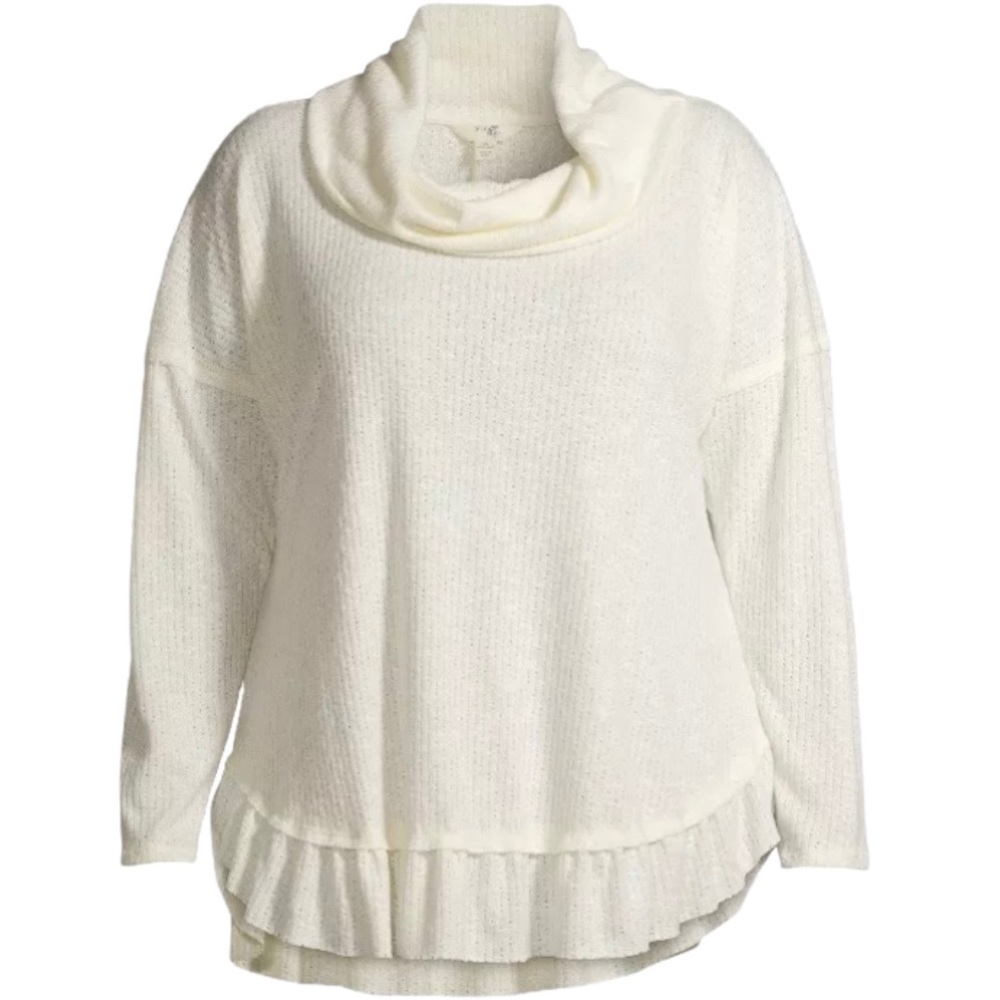 Terra & Sky Cowlneck  Drop Shoulder Ribbed Top.Sz.2X